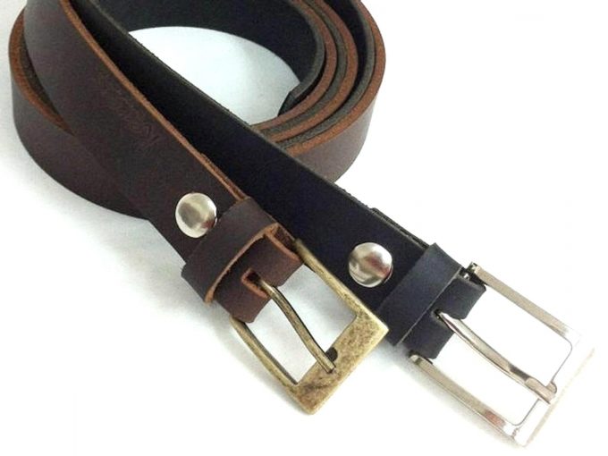 חגורת עור חומה/ שחורה לגבר ברוחב 3 ס"מ - עבודת יד