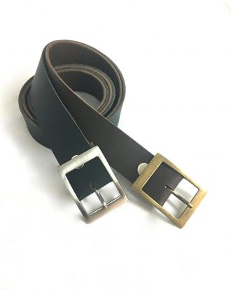 חגורת עור חומה/ שחורה לגבר ברוחב 4 ס"מ- עבודת יד