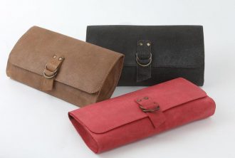 ארנק עור חום גדול לאישה מעוצב בעבודת יד