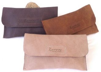 פאוץ' עור קטן לגבר ולאישה - עבודת יד