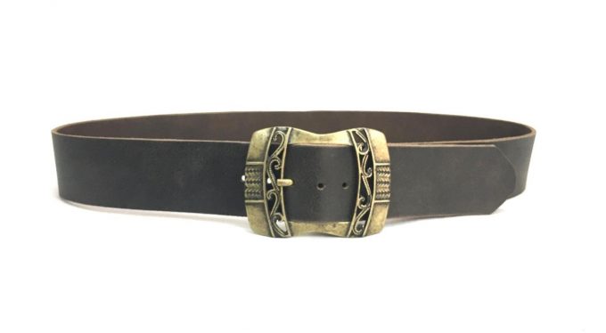 חגורת עור חומה לאישה ברוחב 5 ס"מ - עבודת יד