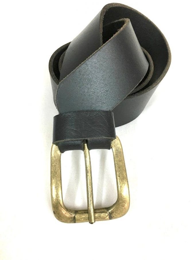 חגורת עור שחורה איכותית מעוצבת בעבודת יד