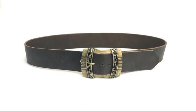 חגורת עור חומה לאישה ברוחב 5 ס"מ - עבודת יד