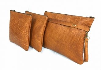 סט תיקי עור מהודר לטלית ותפילין עשוי בעבודת יד - דגם קרוקו