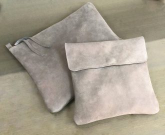 סט תיקי עור לטלית ותפילין מעוצבים בעבודת יד - דגם אפור