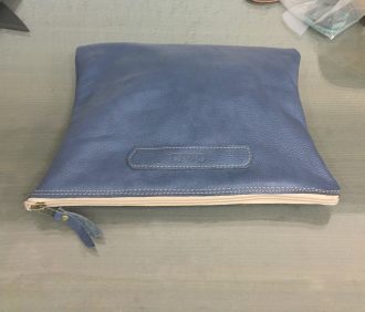 סט תיקי עור לטלית ותפילין מעוצבים בעבודת יד - דגם כחול