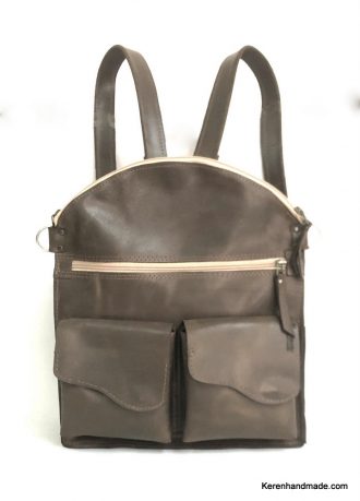 תיק גב מעור בצבע חום - קלאסי לאישה