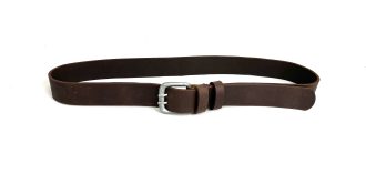 חגורה מעור בגוון חום כהה לגבר מעוצבת בעבודת יד